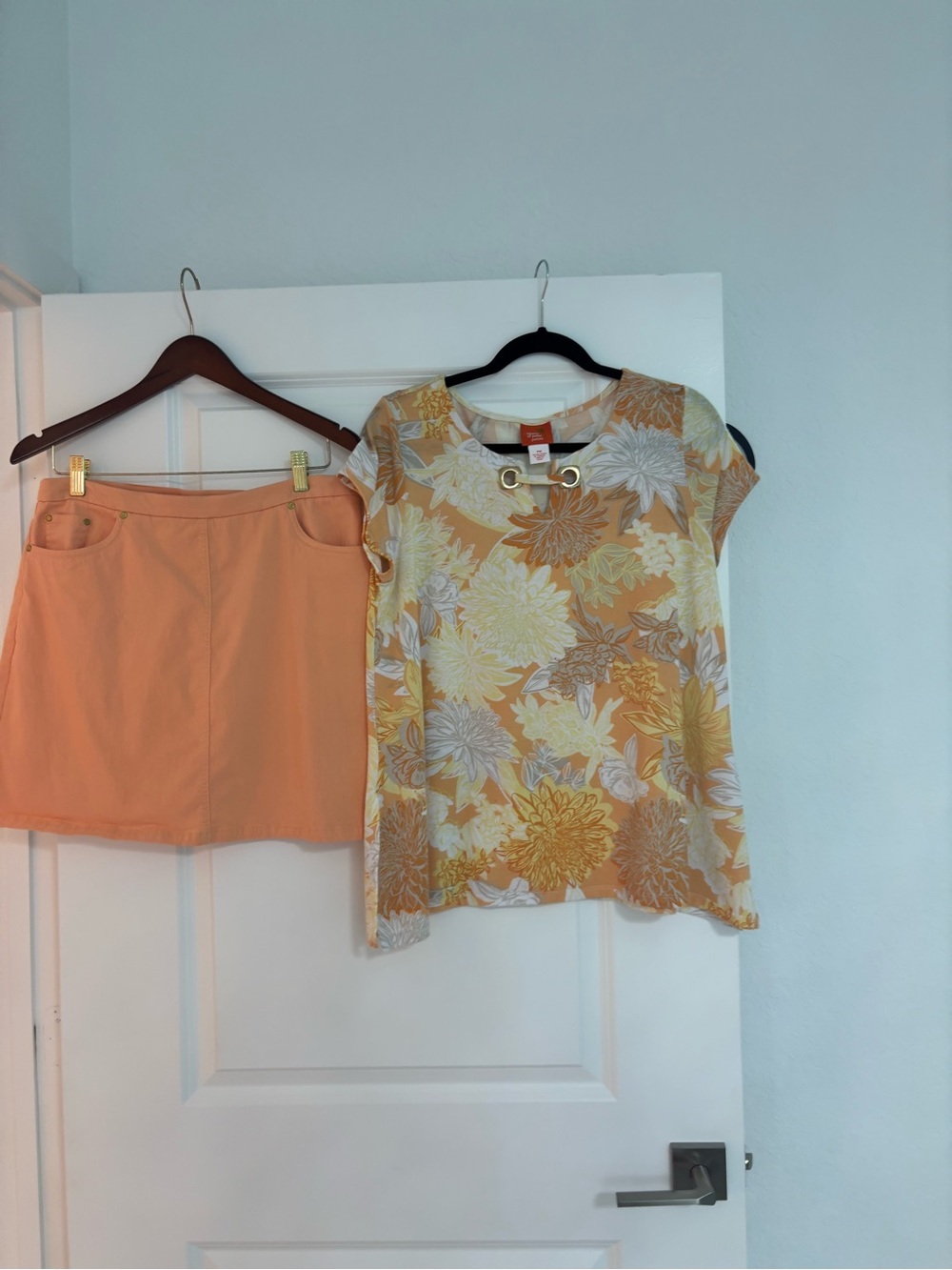 Hearts of Palm Peach Floral Top (pm) and Matching Stretch Skort (12)